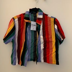 Rainbow Button Down Crop Top